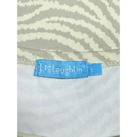 J MCLAUGHLIN Catalina Cloth Top Women Large 3/4 Sleeve Stretchy Zebra Gray Cream - Picture 8 of 11
